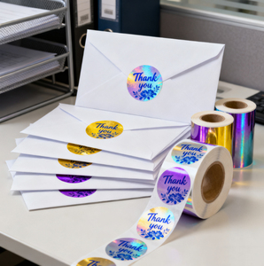 Adesivo per etichette termiche con Laser olografico arcobaleno da 40mm con etichetta circolare colorata adesiva - Product Image 1