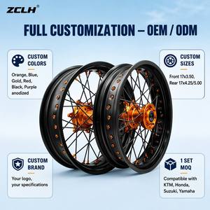 Juego de Ruedas ZCLH 17 <span class=keywords><strong>Supermoto</strong></span>, Aleación CNC, Delantera y Trasera, Compatible con Kawasaki, Honda, Yamaha, Suzuki, <span class=keywords><strong>KTM</strong></span>, Hecho en China - Product Image 2