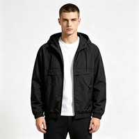 Jaket Hoodie Pria Warna-warni Anti Angin, Bahan Woven Cepat Kering, Pakaian Luar Kasual