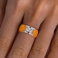 Nouvelle bague en moissanite taille Asscher 1 carat D VVS1, 26 petites moissanites, en argent 925, silicone de qualité alimentaire, pour femmes et hommes, sûre pour le sport