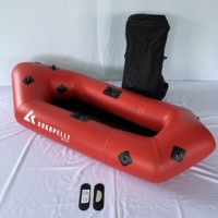 Bateau à rames gonflable en PVC léger Pack d'eau blanche radeau gonflable pour 1 personne Packraft/vélo radeau pagaie Kayak