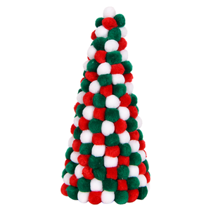 Multicolor Red Green White Pompom Checker Cone <b>Christmas</b> <b>Tree</b> Topless Classroom Daycare Kids <b>Mini</b> Decor - Product Image 3