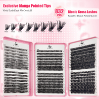 Extensions de cils individuelles en grappe 80P 100P pour pose DIY