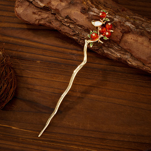Persimmon Blessing Hairpin 15 Cm Copper Wedding Women's Hair Fork - Product Image 1