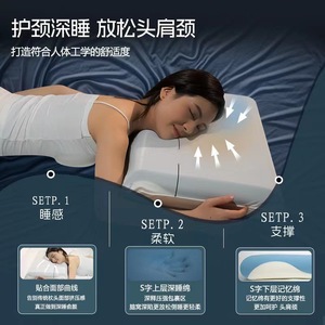 Dual Core Zero Pressure Memory Foam <b>Pillow</b> Core Pro Slow Rebound Rectangle <b>Neck</b> Support For Home Hotel Student Use - Product Image 4