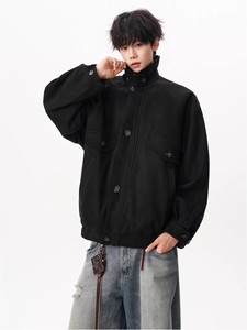 Giacca Vintage Americana in Pelle Scamosciata con Colletto a Contrasto per Uomo, Stile Maillard, Cappotto Casual Oversize per Autunno e Inverno - Product Image 6