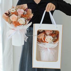 Bouquet de roses éternelles naturelles séchées, couleur <span class=keywords><strong>champagne</strong></span>, cadeau pour la fête des mères, anniversaire, Saint-Valentin - Product Image 1