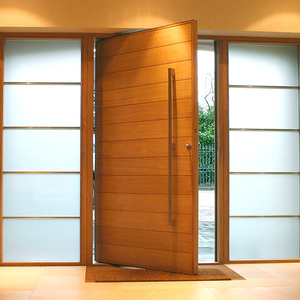 <span class=keywords><strong>Porte</strong></span> pivotante extérieure avant en <span class=keywords><strong>bois</strong></span> et verre avec design graphique artistique, verre trempé moderne, portes en acier inoxydable pare-balles JBD - Product Image 3