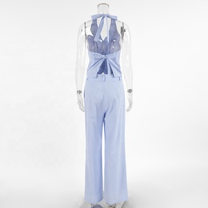 Nouvelle Collection Été 2026 : <span class=keywords><strong>Gilet</strong></span> Élégant <span class=keywords><strong>Sans</strong></span> Manches en Coton et Lin Bleu pour <span class=keywords><strong>Femme</strong></span> - Product Image 4