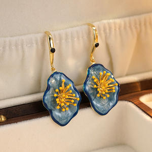 Pendientes, flores, nuevos estambres <span class=keywords><strong>de</strong></span> flores esmaltadas <span class=keywords><strong>de</strong></span> estilo chino, pendientes retro, diseño <span class=keywords><strong>de</strong></span> nicho, pendientes estilo corte, pendientes femeninos - Product Image 2