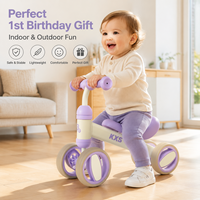 Porteur d'équilibre 4 roues anti-basculement pour bébé, roues silencieuses, trotteur sans pédales, jouet à chevaucher pour 1-3 ans, idéal pour le premier anniversaire