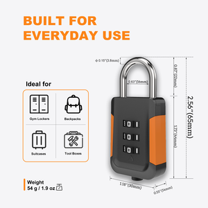 <span class=keywords><strong>Cadenas</strong></span> à combinaison pour casiers - <span class=keywords><strong>Code</strong></span> à 3 chiffres, durable et élégant, idéal pour la salle de sport/l'école/le bureau, pour une sécurité accrue - Product Image 2