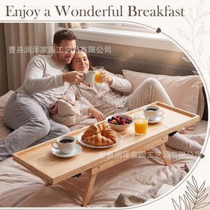 <b>Foldable</b> <b>Wooden</b> Dining <b>Table</b> Natural Wood Color Rectangular Trestle Base Minimalist Design Outdoor Use Portable Breakfast <b>Table</b> - Product Image 3