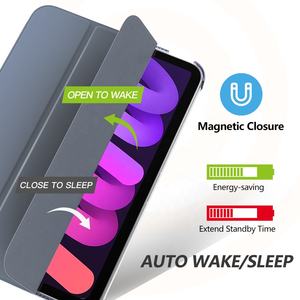 MoKo Well Craft PU Funda <span class=keywords><strong>de</strong></span> cuero Ultra delgada Ligero Duro Claro Funda trasera Trifold Cover para iPad Mini 7 6 8,3 2024 - Product Image 5