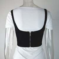 Chaleco de mujer, corsé ajustado, lazo delantero, cremallera trasera, cinta de corsé, pretina, Tops de verano Y2K
