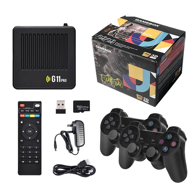 G11PRO 4K Dual System Android TV Gaming Console Set-Top Box with Wireless 2.4GHz 50000 Built-In Games Dual Player
