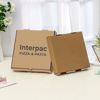 Boîte d'emballage pour pizza Interpac Kraft 14 pouces, boîte alimentaire en carton ondulé résistant à la graisse, avec poignée pour pizza à emporter, pour la restauration rapide