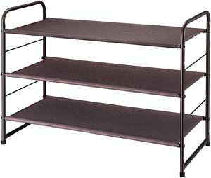 3-Tier Stackable Shoe Rack, Expandable & Adjustable Fabric Shoe Shelf Storage Organizer