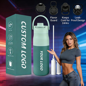 Bouteille filtrante à eau pour le camping avec logo personnalisé, 680 ml/1000 ml, double paroi en acier inoxydable, charbon actif, avec paille - Product Image 1