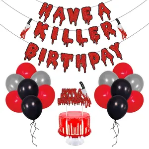 Bloody Birthday Halloween Party Kuchen Dekor Lieferungen mit Freitag, dem 13. Thema, haben einen Killer Geburtstag Banner Bloody Cake Topper