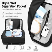 Sac à dos de voyage multifonctionnel en gros pour usine, sac à dos de sport décontracté avec compartiment pour ordinateur portable 16 pouces, poche à chaussures et sac étanche pour articles mouillés