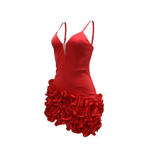 Viviblook Z0207DS Nuevo Vestido de Fiesta para Mujer, Elegante, Sexy, con Tirantes, Color Sólido, Sin Mangas, Encaje, Mini Vestido Irregular - Product Image 6