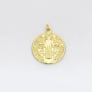Dainty Saint St Benedict Medallion Protection Coin Pendant For Jewelry Making Chams