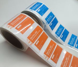 Maßgeschneiderte Starkhaftende Drahtklebstoff-Etiketten Dreifarbiger Farbverlauf Druck Leichte Beschichtung REVITALABS Rollenetiketten - Product Image 1