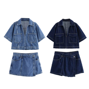 PB&ZA <span class=keywords><strong>Blusas</strong></span> de Mezclilla Casuales Holgadas de Moda Verano 2025 para Mujer, Camisas Vintage de Manga Corta, <span class=keywords><strong>Blusas</strong></span> Chic - Product Image 6