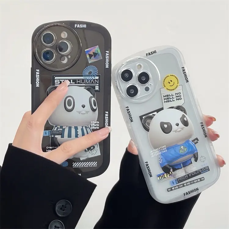 2022 Panda Animation Cartoon Printed Creative Cute Transparent Mobile Phone Case for iphone 14 13 12 11 Pro Max XS XR Max
