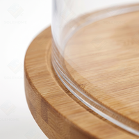 Support à gâteau en acrylique transparent, plateau de présentation de gâteau haut en bois, fabrication chinoise