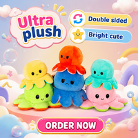 Direktvertrieb Großhandel Niedlicher Kawaii Weicher Wendbarer Oktopus Plüsch Glückliche Wütende Gesichter Kinder Geschenk Plüschpuppe