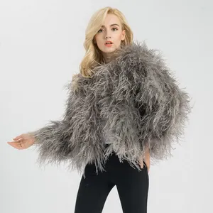 Light Weight Women Luxury Fluffy Wedding Coat Real Ostrich Turkey Feather Coat