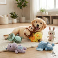 Jouet pour chien en velours côtelé en forme de singe, éléphant, lapin, crocodile pour chiens