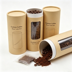 Custom Cylindrical Kraft <b>Paper</b> Packaging Tube Featuring Reliable Plastic Lid, Safe Storage Container For Coffee Beans Tea <b>Leaves</b> - Product Image 3