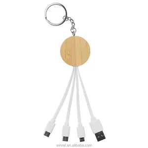 Bamboo 3 In 1 USB Cable Data Cables Micro-usb Pure Copper Type C For Mobile Phone