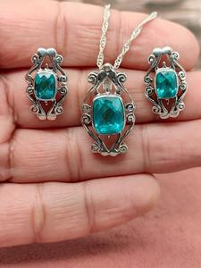 Natural Gemstone Fashion Jewelry Set with Elegant Pendant and Earrings Using <b>Real</b> Quartz <b>Crystal</b> Material Sterling Silver - Product Image 2