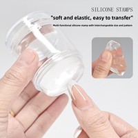 Tampon à ongles géant en silicone, transparent, double face, très adhésif, effaçable à l'alcool, pour manucure et transfert