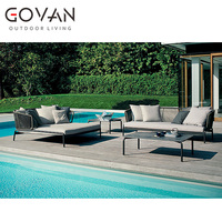 Chaise longue d'extérieur de luxe moderne avec structure en acier inoxydable, dossier ergonomique réglable pour hôtel et usage de loisirs