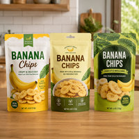 Sachet d'emballage vertical anti-humidité pour chips de banane, imprimé sur mesure, vide, en plastique, pour vente en gros, 100g 250g 500g