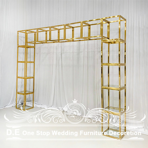 Golden Acrylic Mirror Wedding Arches <strong>Back</strong> <strong>Drops</strong> for Events - Product Image 2