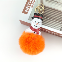 Pompon en fourrure de faux rex moelleux de 10 cm, pompon en fourrure de bonhomme de neige de Noël, mini pompon en fourrure, porte-clés en fourrure, porte-clés pour cadeau de Noël