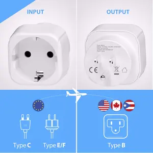 Adaptador europa para estados unidos tabel, conversor ue para estados unidos, adaptador de viagem com base, cb bs8546