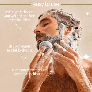 Barre de <span class=keywords><strong>shampoing</strong></span> <span class=keywords><strong>solide</strong></span> 3 en 1 végétalien naturel sans eau <span class=keywords><strong>barbe</strong></span> corps lavage charbon de bois détox noir pour homme - Product Image 5