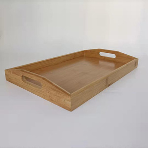 Bamboo Wood Serving <b>Tray</b> Natural Color Curved Handle <b>Tea</b> Set <b>Tray</b> Residential Use - Product Image 3