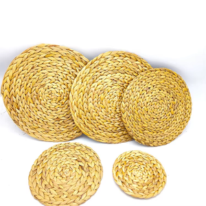 Hot Sale Natural Woven Water Hyacinth Place Mats Seagrass Thick Rattan <strong>Round</strong> Non-Slip Handmade Braided Dinner <strong>Tablemat</strong> - Product Image 3