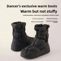 Chaussures de danse de ballet unisexes à lacets, hautes, avec dessus en coton chaud, doublure en polaire, semelles souples en caoutchouc, chaussures épaisses pour l'hiver
