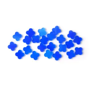 Batu permata biru alami potongan ukuran bentuk grosir kualitas tinggi empat daun semanggi sisi ganda datar longgar batu permata biru batu akik