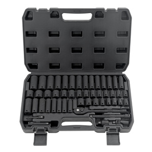 50 Pc 3/8 In Drive Metric And Imperial <b>Socket</b> Set With <b>Extension</b> Bar And Ratchet For Automotive Repair - Product Image 1