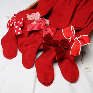 Baby <strong>Girl's</strong> Tight Pantyhose New Year <strong>Christmas</strong> Red Ribbed Bow Style <strong>Girls</strong> Cotton <strong>Tights</strong> - Product Image 6